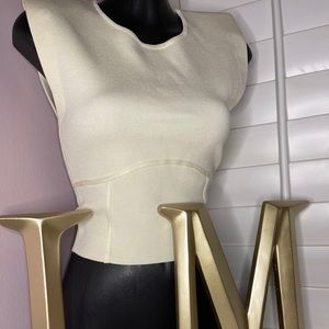 Off White Corset Style Top with shoulder pads✨